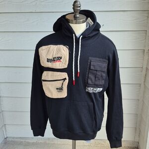 KLEEP Black One of Kind Pockets Mens Sz M Pullover Hoodie Sweater Sweatshirt NEW